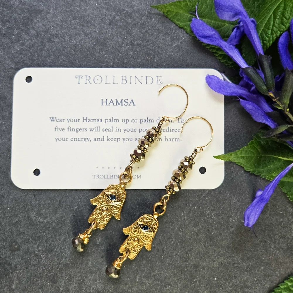 NWT Trollbinde Hamsa Dangle Earrings